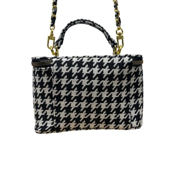 Glowiest Women’s Black & White Houndstooth Signature Vanity Shoulder Case Size S - Picture 5 of 9
